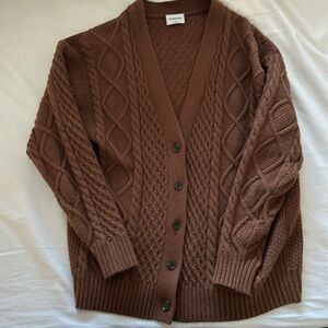 Sunday Best Brown Cable Knit Cardigan